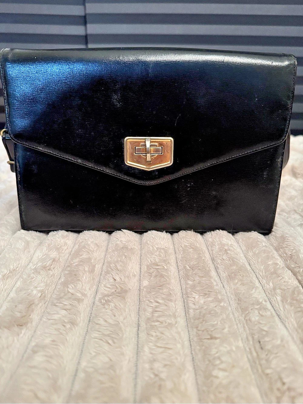 Vintage Palizzio U.S. Army Black Leather Handbag • Circa 1974 • Coin Pouch & Mir